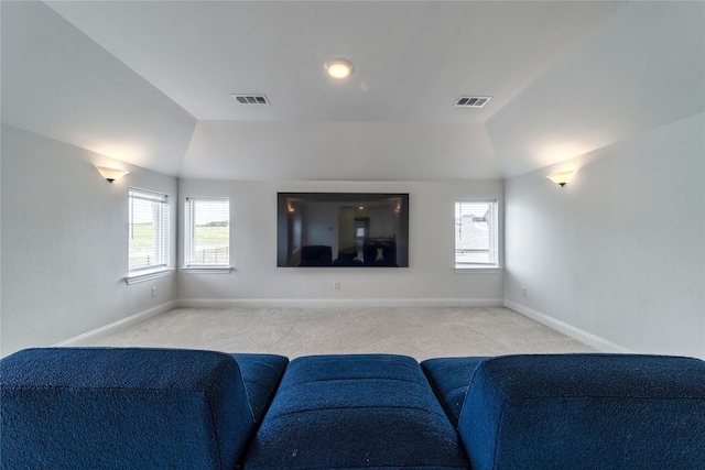 4506 Sky Harbor Dr, Rockwall, TX 75087 - unfurnished living room featuring carpet flooring, baseboards, and lofted ceiling