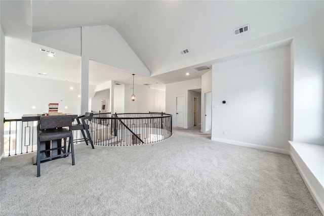 4506 Sky Harbor Dr, Rockwall, TX 75087 - empty room featuring carpet and high vaulted ceiling