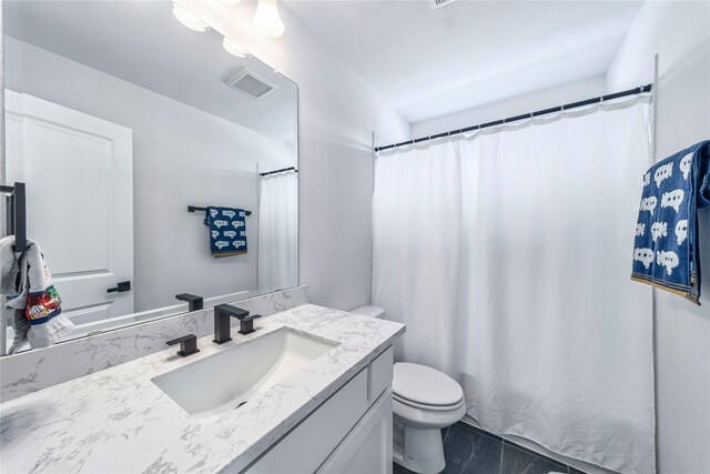 4506 Sky Harbor Dr, Rockwall, TX 75087 - full bathroom featuring toilet, vanity, and a shower with shower curtain