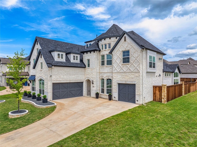 4506 Sky Harbor Dr, Rockwall, TX 75087 - french country inspired facade with an attached garage, driveway, and brick siding