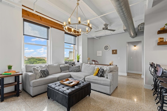 221 W Lancaster Ave Unit 4012, Fort Worth, TX 76102 - living area featuring a chandelier and baseboards