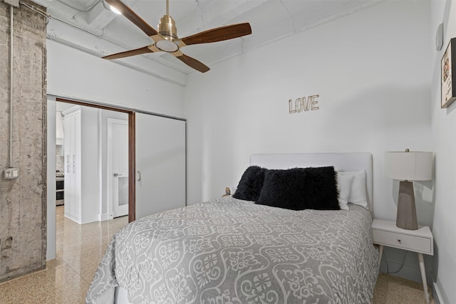 221 W Lancaster Ave Unit 4012, Fort Worth, TX 76102 - bedroom featuring a closet, baseboards, and ceiling fan