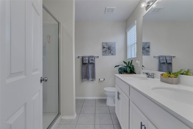2208 Heaton St, Forney, TX 75126 - full bath featuring a shower stall, tile patterned floors, double vanity, and toilet
