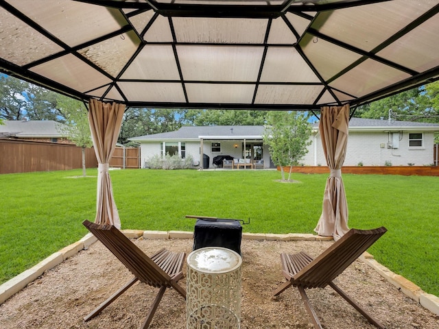 view of yard with a gazebo and a patio