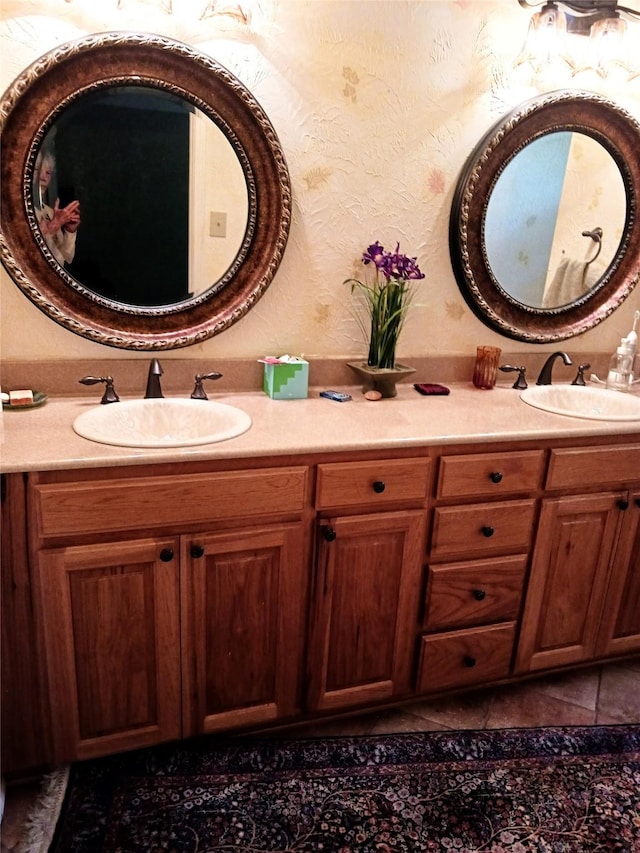 2435 St Gregory St, Arlington, TX 76013 - full bath featuring double vanity and tile patterned flooring