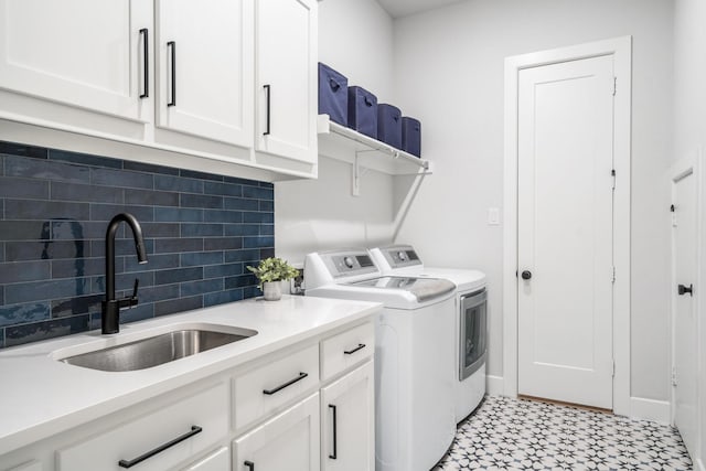 2200 Sandalwood Dr, Prosper, TX 75078 - washroom with separate washer and dryer, light flooring, cabinet space, and baseboards