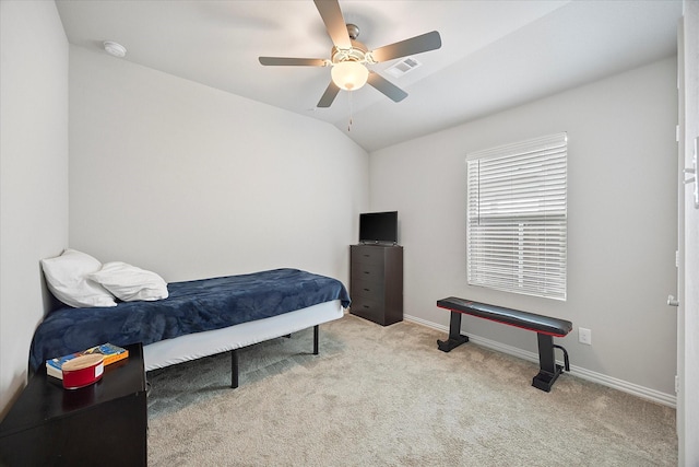 252 Rosewood Dr, Lavon, TX 75166 - bedroom featuring carpet, lofted ceiling, baseboards, and ceiling fan