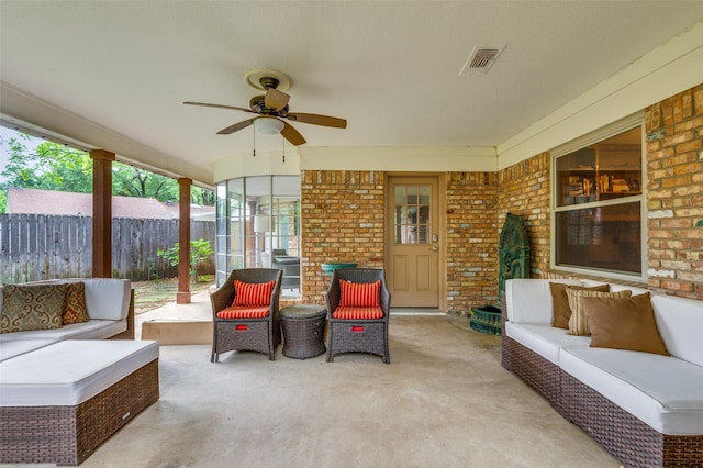 109 Tuscany Ct, Irving, TX 75062 - view of patio featuring an outdoor hangout area, ceiling fan, and fence