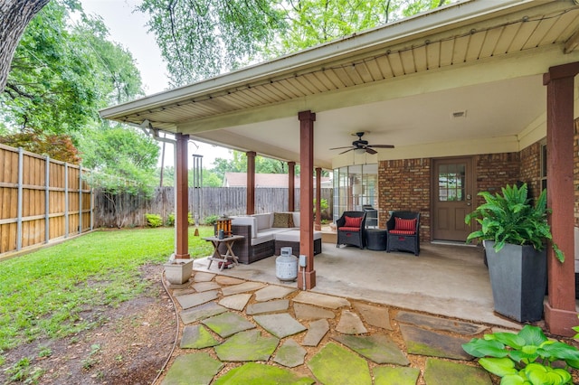 109 Tuscany Ct, Irving, TX 75062 - view of patio / terrace featuring ceiling fan and outdoor lounge area