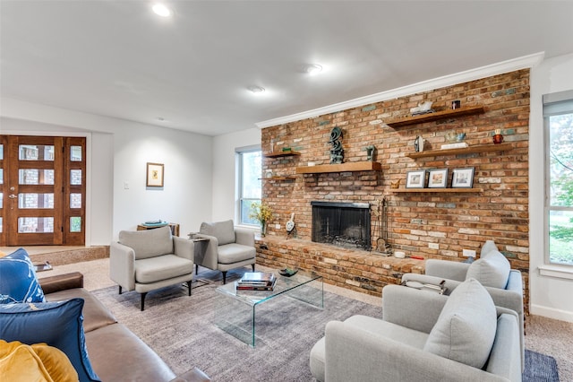 109 Tuscany Ct, Irving, TX 75062 - living room with plenty of natural light, carpet flooring, a fireplace, and baseboards