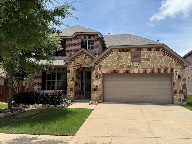 3400 Glen Crest Ln, Denton, TX 76208 - view of front of property featuring a shingled roof, stone siding, concrete driveway, and an attached garage