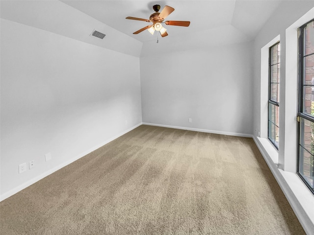2303 Ox Bow Ct, Arlington, TX 76006 - empty room with ceiling fan, carpet, lofted ceiling, and baseboards