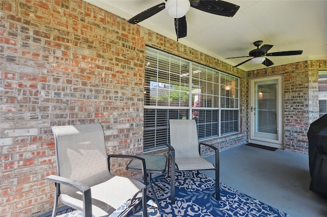 view of patio / terrace featuring a ceiling fan