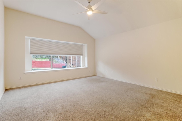 505 Osage Dr, Mckinney, TX 75071 - spare room with carpet, a ceiling fan, lofted ceiling, and baseboards
