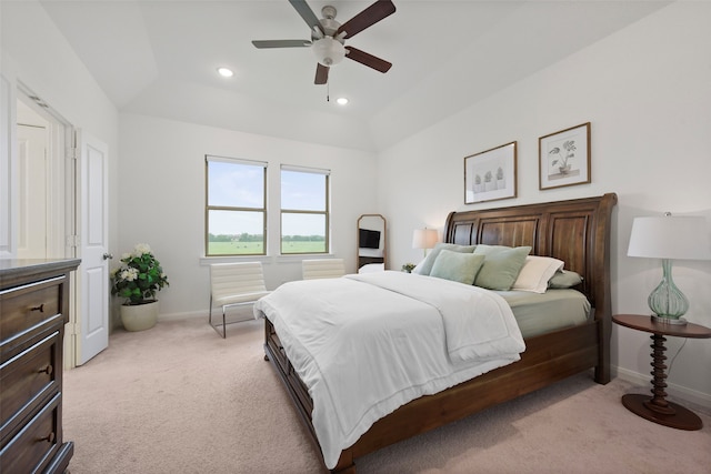 13037 Cabana Dr, Frisco, TX 75035 - bedroom with light colored carpet, baseboards, a ceiling fan, and recessed lighting