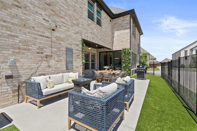 13037 Cabana Dr, Frisco, TX 75035 - view of patio featuring outdoor lounge area, a grill, and ceiling fan