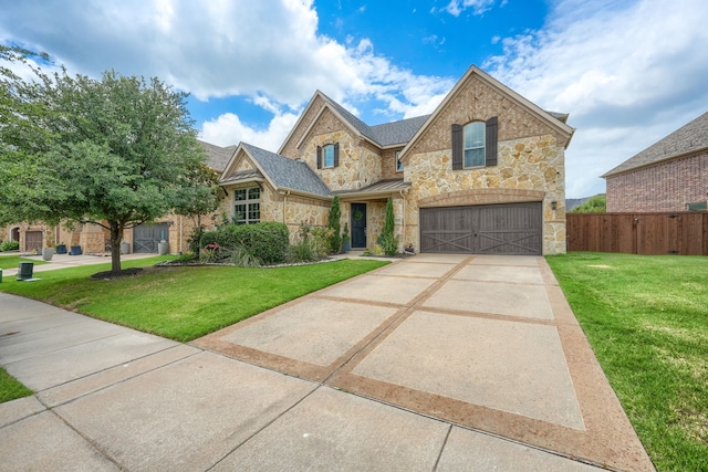 4533 Cheetah Trl, Frisco, TX 75034 - traditional-style house with stone siding, concrete driveway, a garage, and a standing seam roof