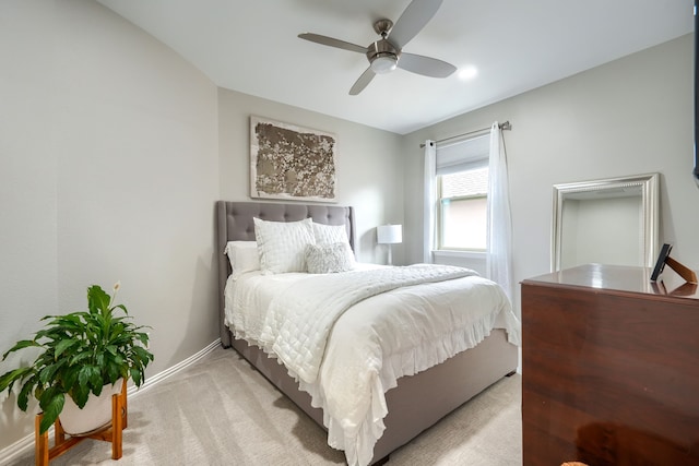 4533 Cheetah Trl, Frisco, TX 75034 - bedroom with baseboards, light carpet, and a ceiling fan