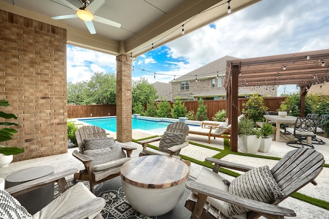 4533 Cheetah Trl, Frisco, TX 75034 - fenced backyard featuring ceiling fan and a patio