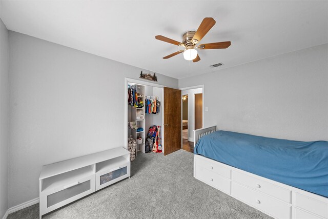 308 W Spring Valley Dr, Hewitt, TX 76643 - bedroom featuring carpet flooring and a ceiling fan