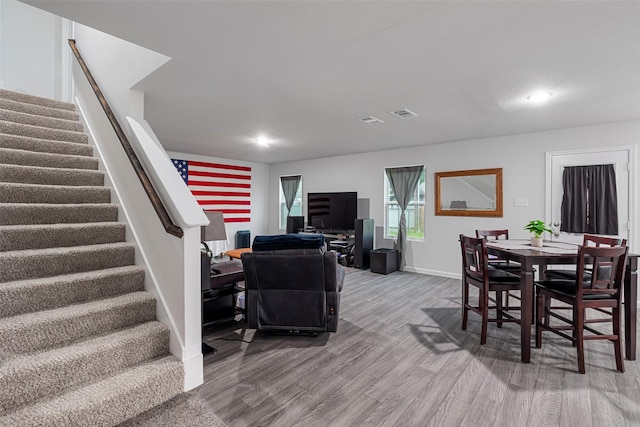 111 Peace Lily Way, Tolar, TX 76476 - living area with stairway, wood finished floors, recessed lighting, and baseboards