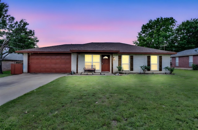 208 Lone Star St, Joshua, TX 76058 - ranch-style home featuring an attached garage, a yard, concrete driveway, and brick siding