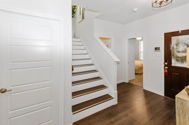 901 Violet Way, Celina, TX 75009 - entrance foyer with stairs, dark wood-style flooring, and baseboards