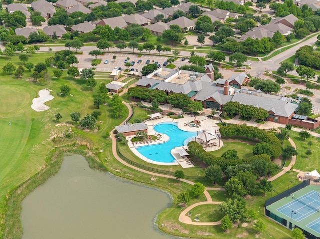 7735 Whirlwind Dr, Frisco, TX 75036 - aerial perspective of suburban area with a pool area and a large body of water