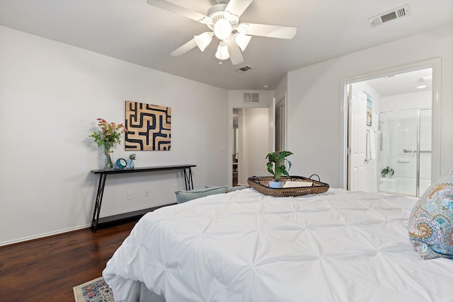 7735 Whirlwind Dr, Frisco, TX 75036 - bedroom featuring wood finished floors, ensuite bathroom, and a ceiling fan