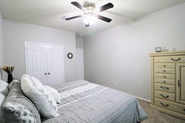 5516 Tama Dr, Waco, TX 76708 - bedroom featuring carpet, a closet, and a ceiling fan