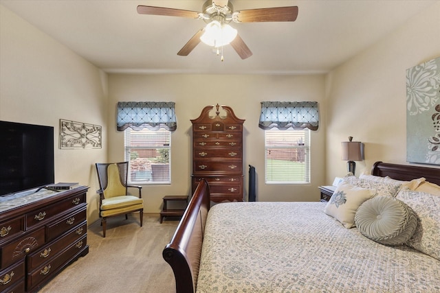 5139 Crystal Lake Ave, Krum, TX 76249 - bedroom featuring light colored carpet and ceiling fan