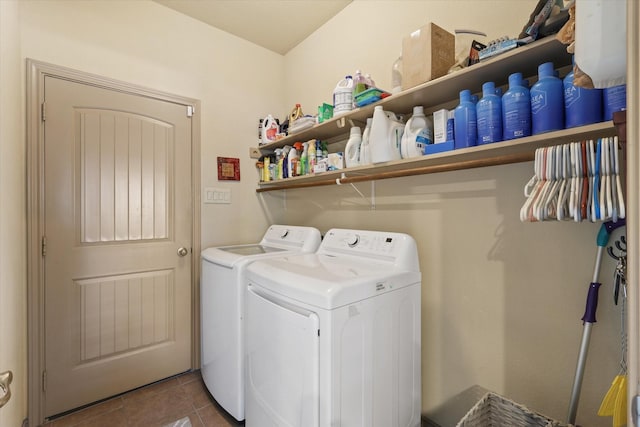 5139 Crystal Lake Ave, Krum, TX 76249 - washroom featuring washing machine and clothes dryer and tile patterned floors