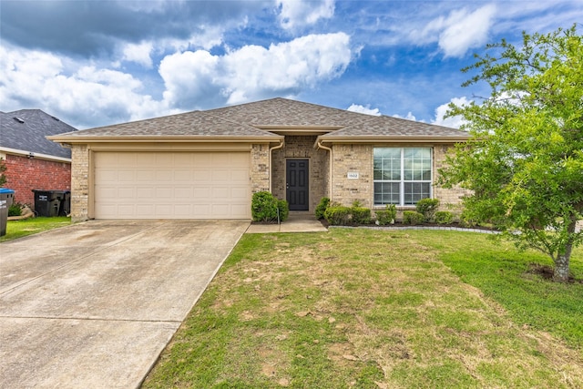 1502 Jacksons Run, Greenville, TX 75402 - ranch-style home featuring driveway, an attached garage, a front yard, and brick siding