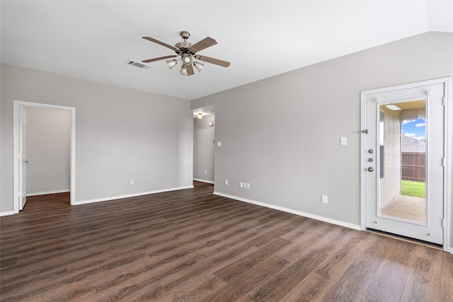1502 Jacksons Run, Greenville, TX 75402 - spare room with dark wood-style flooring, ceiling fan, and baseboards