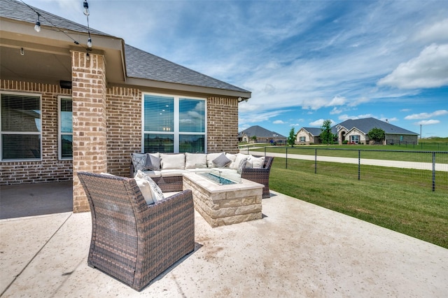 13400 Summer Moon Trl, Ponder, TX 76259 - view of patio featuring an outdoor living space with a fire pit