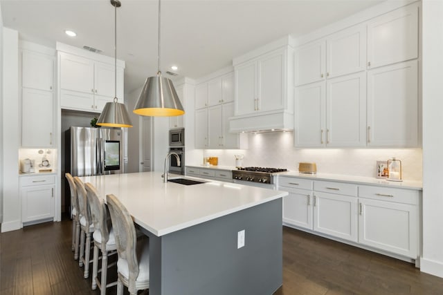 3411 Torrance Blvd, Frisco, TX 75034 - kitchen with appliances with stainless steel finishes, tasteful backsplash, dark wood-type flooring, and recessed lighting