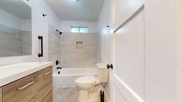 1107 Vine St, Weatherford, TX 76086 - full bathroom featuring toilet, vanity, tub / shower combination, and tile patterned flooring