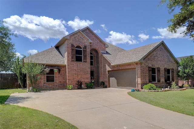 6008 Thistle Way, Denton, TX 76210 - view of front of house featuring brick siding, a shingled roof, concrete driveway, and an attached garage