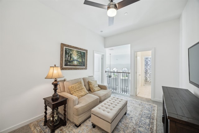 424 Somerville Dr, Mckinney, TX 75071 - living area featuring a ceiling fan and baseboards