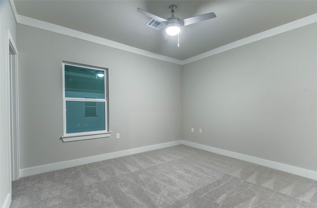 3325 Norris St, Plano, TX 75074 - carpeted spare room with ceiling fan, ornamental molding, and baseboards