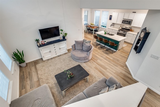 1252 Milfoil Dr, Justin, TX 76247 - living room featuring light wood-style floors and baseboards