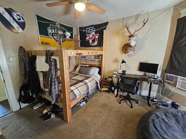 1801 S 10th St S Unit A & B, Waco, TX 76706 - carpeted bedroom with a textured ceiling and ceiling fan