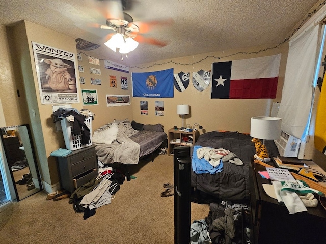 1801 S 10th St S Unit A & B, Waco, TX 76706 - carpeted bedroom featuring a textured ceiling and a ceiling fan