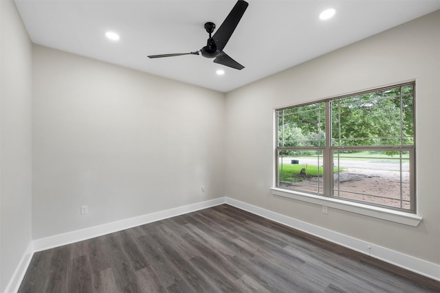 600 Arthur St, Mcgregor, TX 76657 - spare room featuring ceiling fan, dark wood-type flooring, recessed lighting, and baseboards