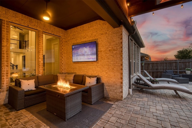 6108 Lipan Ln, Mckinney, TX 75070 - view of patio featuring an outdoor living space with a fire pit