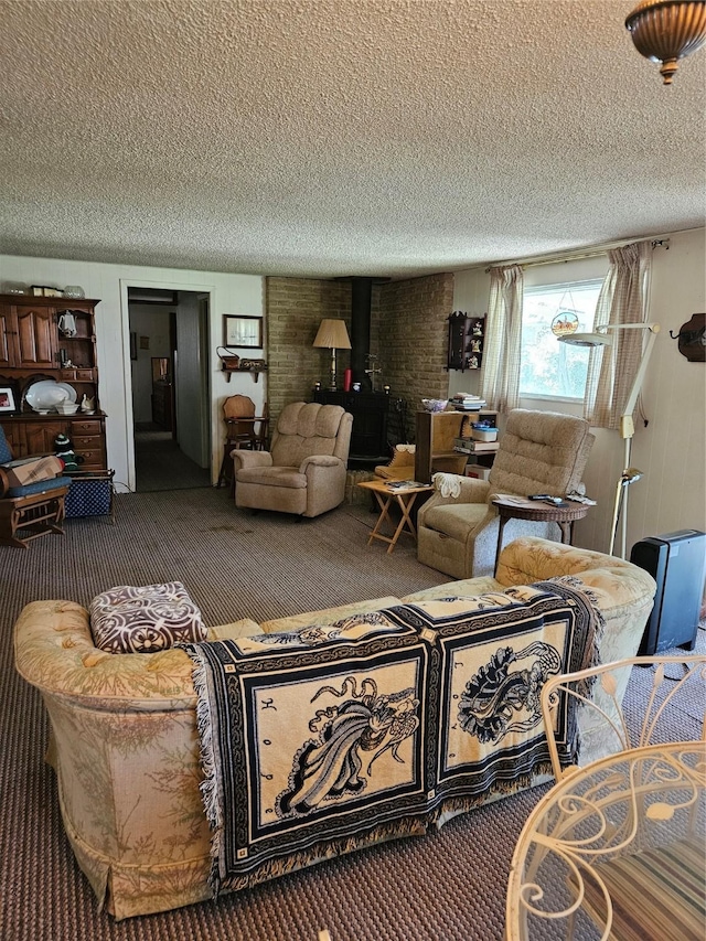 193 County Road 1704, Clifton, TX 76634 - carpeted living room featuring a textured ceiling
