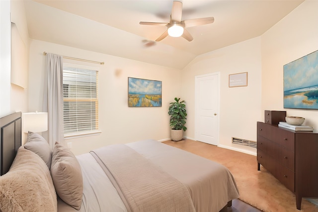 9332 Castorian Dr, Fort Worth, TX 76131 - bedroom featuring lofted ceiling, baseboards, ceiling fan, and light colored carpet