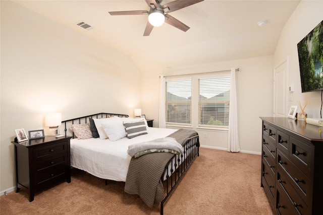 9332 Castorian Dr, Fort Worth, TX 76131 - bedroom with lofted ceiling, light carpet, ceiling fan, and baseboards