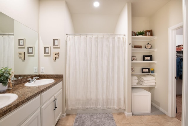 9332 Castorian Dr, Fort Worth, TX 76131 - full bath featuring double vanity and tile patterned floors