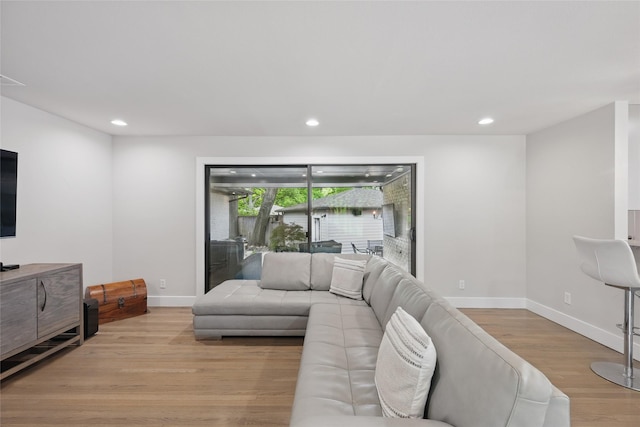 11641 Sasanqua Ln, Dallas, TX 75218 - living room featuring light wood finished floors, baseboards, and recessed lighting